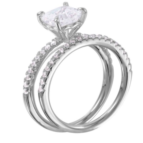 4CT Gold Filled Sapphire Engagement Ring Set - Picture 2 of 5